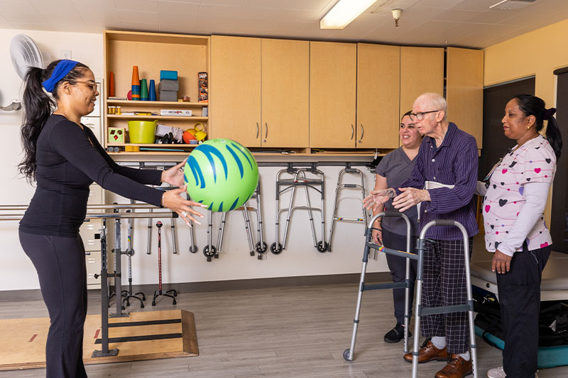 Residents engaging in a recreational activity indoors