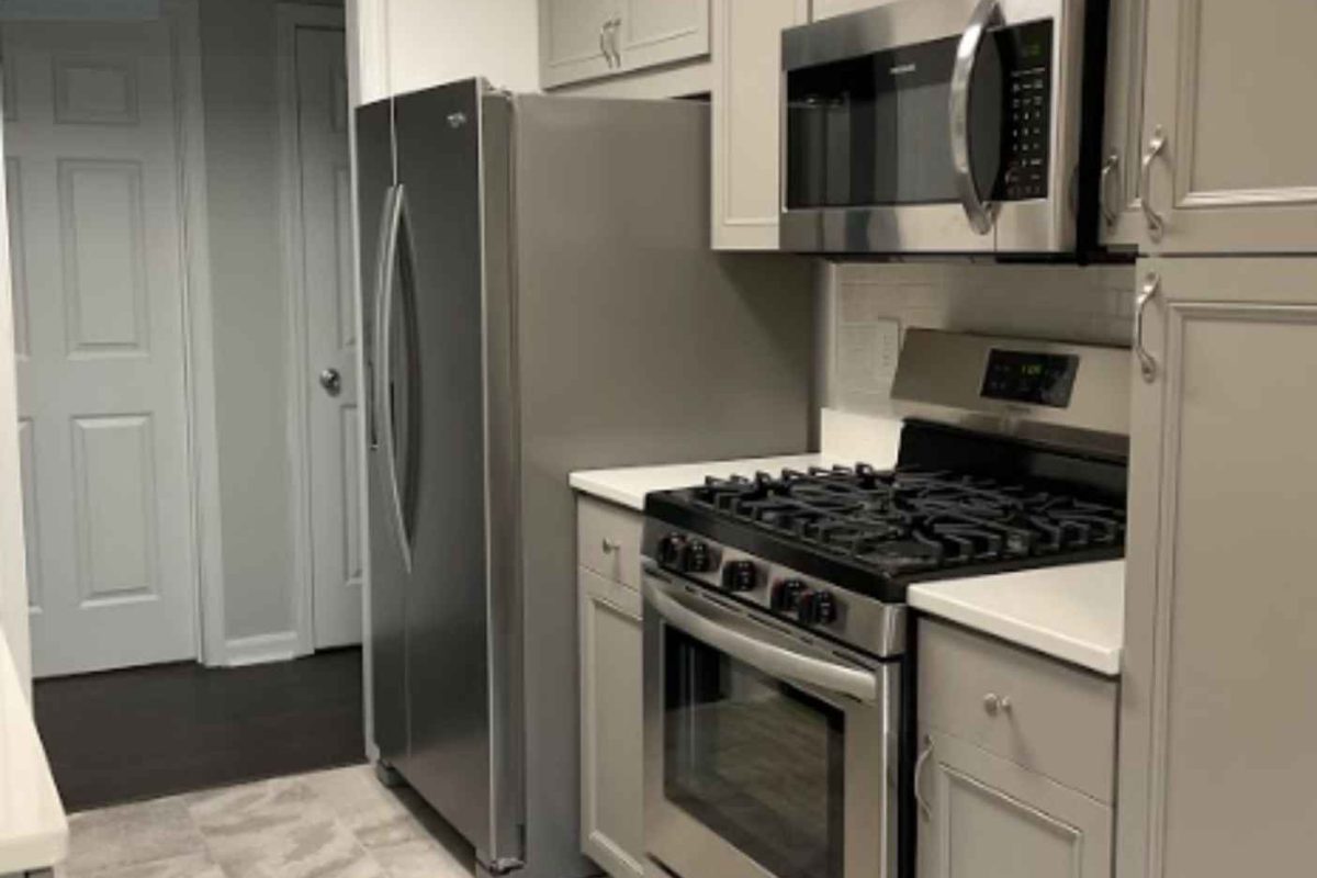 Modern kitchen with stainless steel appliances