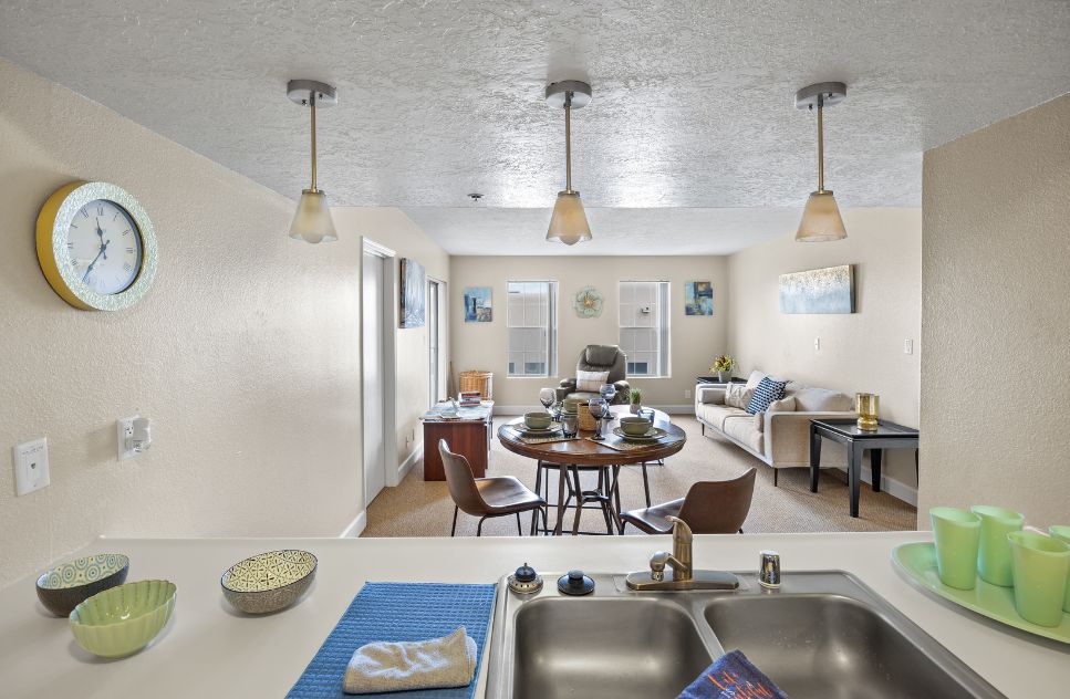Bright, spacious interior of a resident unit