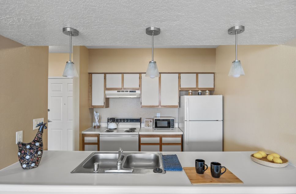Bright kitchen area in a senior living facility