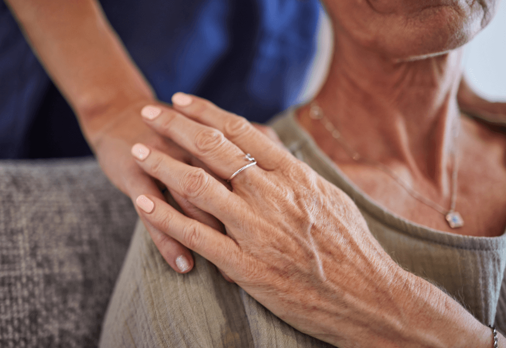 Close-up of hands showing care and connection
