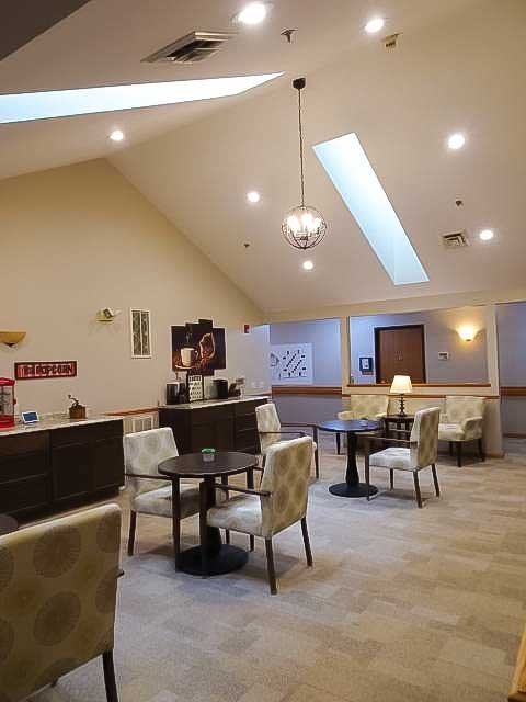 Common area with tables and chairs.