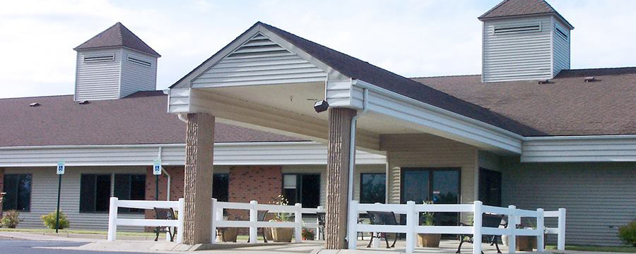 Exterior view of West Oaks Senior Care entrance
