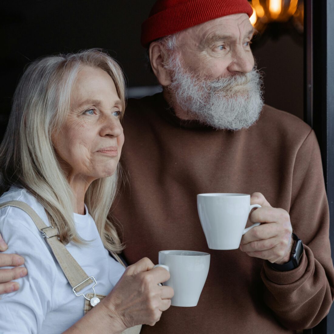 Residents enjoying coffee together indoors