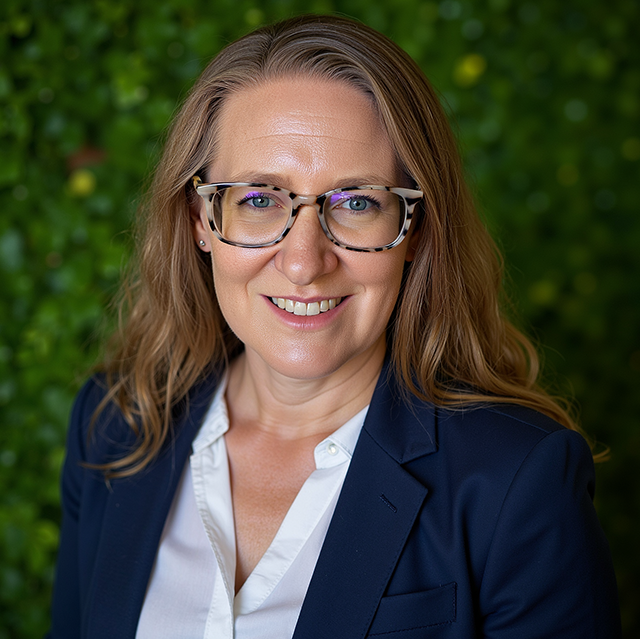 Portrait of a smiling professional woman in business attire.