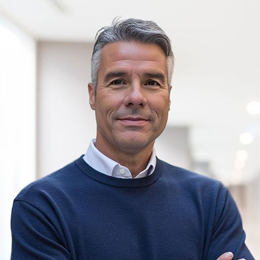 Confident man in a sweater smiling