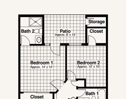Architectural floor plan of a residential unit