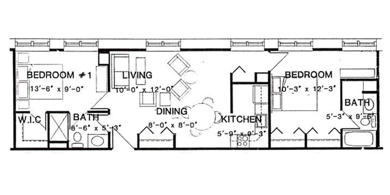 Architectural floor plan of a residential layout