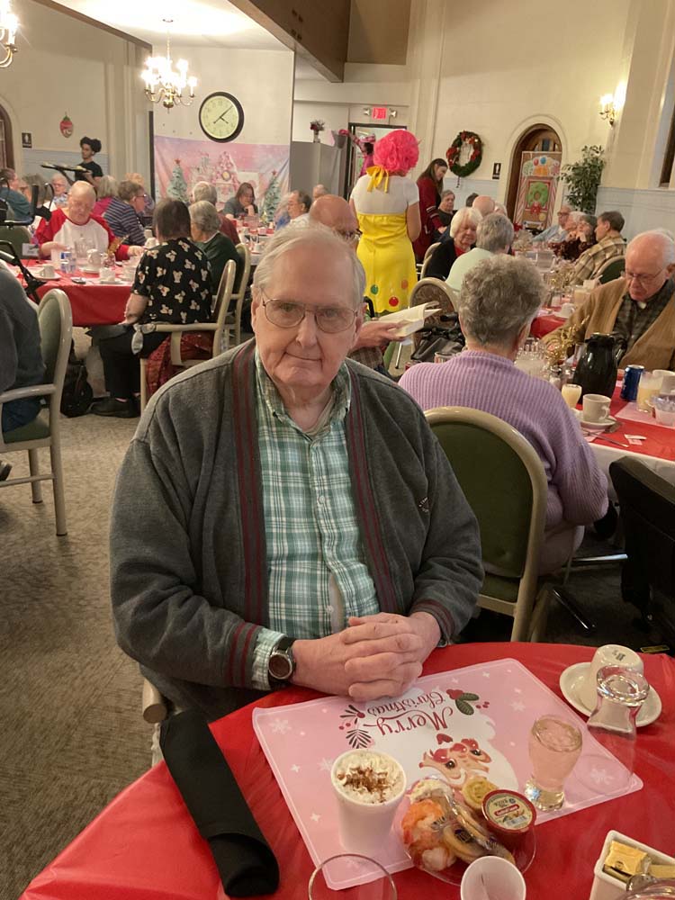 Residents enjoying a festive dinner celebration