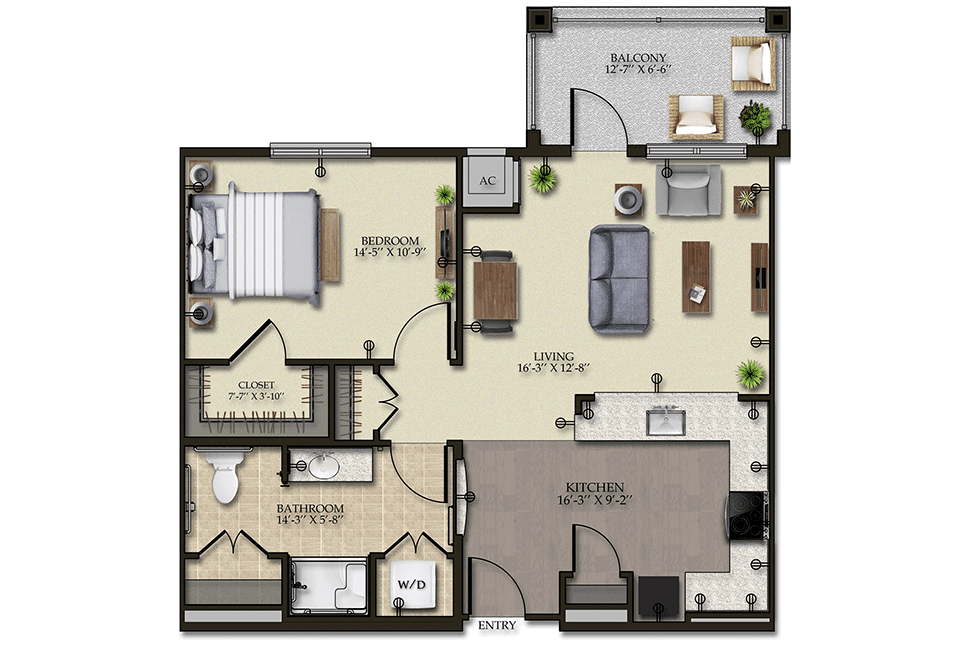 Architectural floor plan of an apartment layout