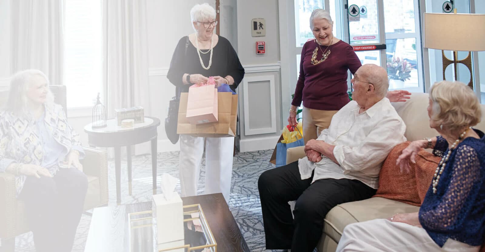 Residents enjoying time together in a common area