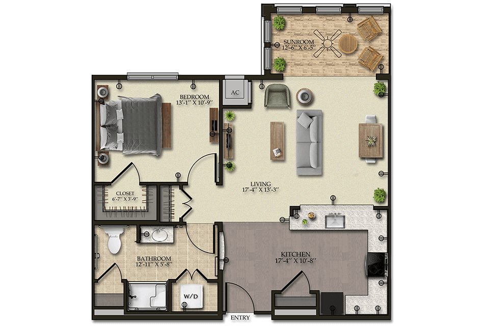 Architectural floor plan of a resident unit