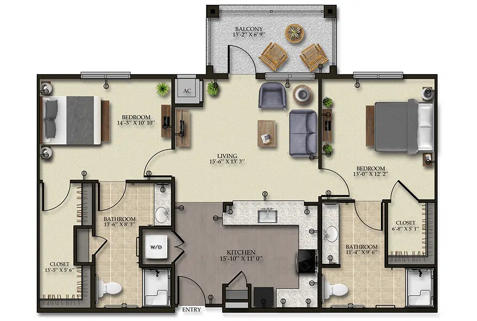 Architectural floor plan of a residential unit