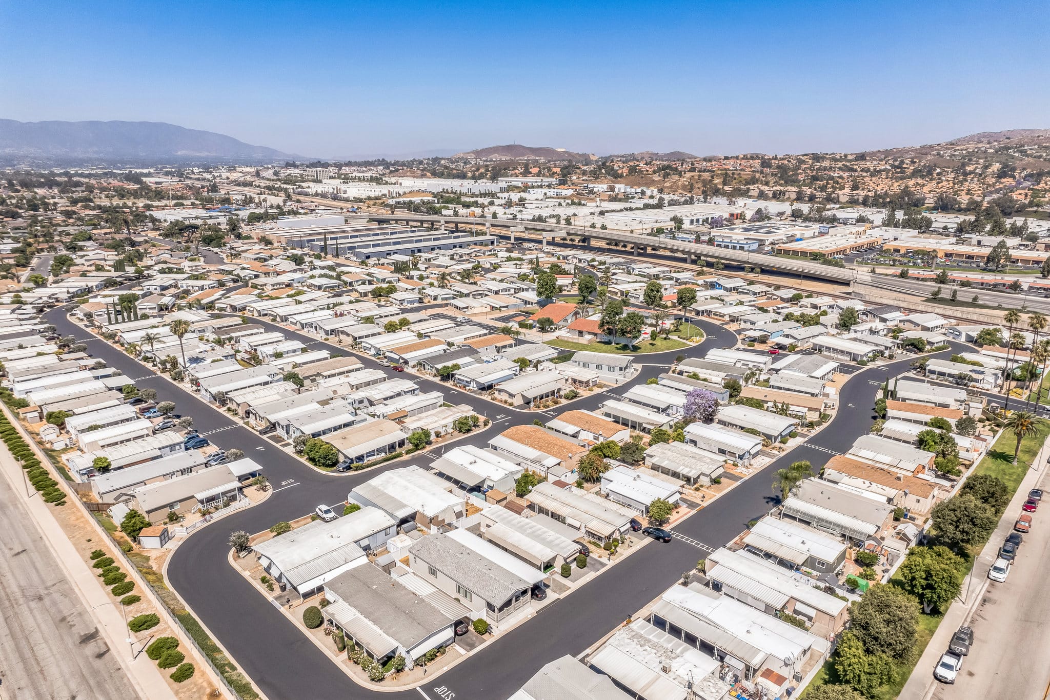 Aerial view of a senior living community