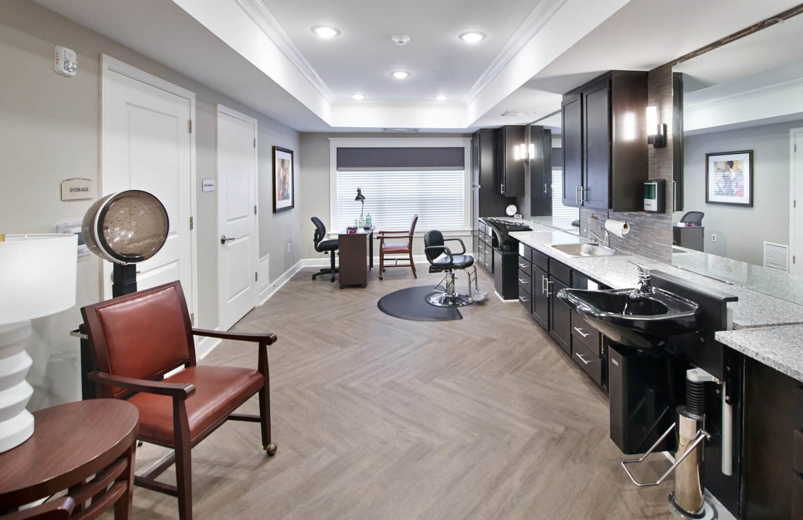 Interior view of a beauty salon area in the facility