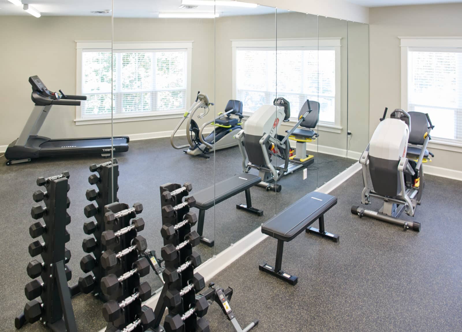 Interior view of a fitness area with equipment