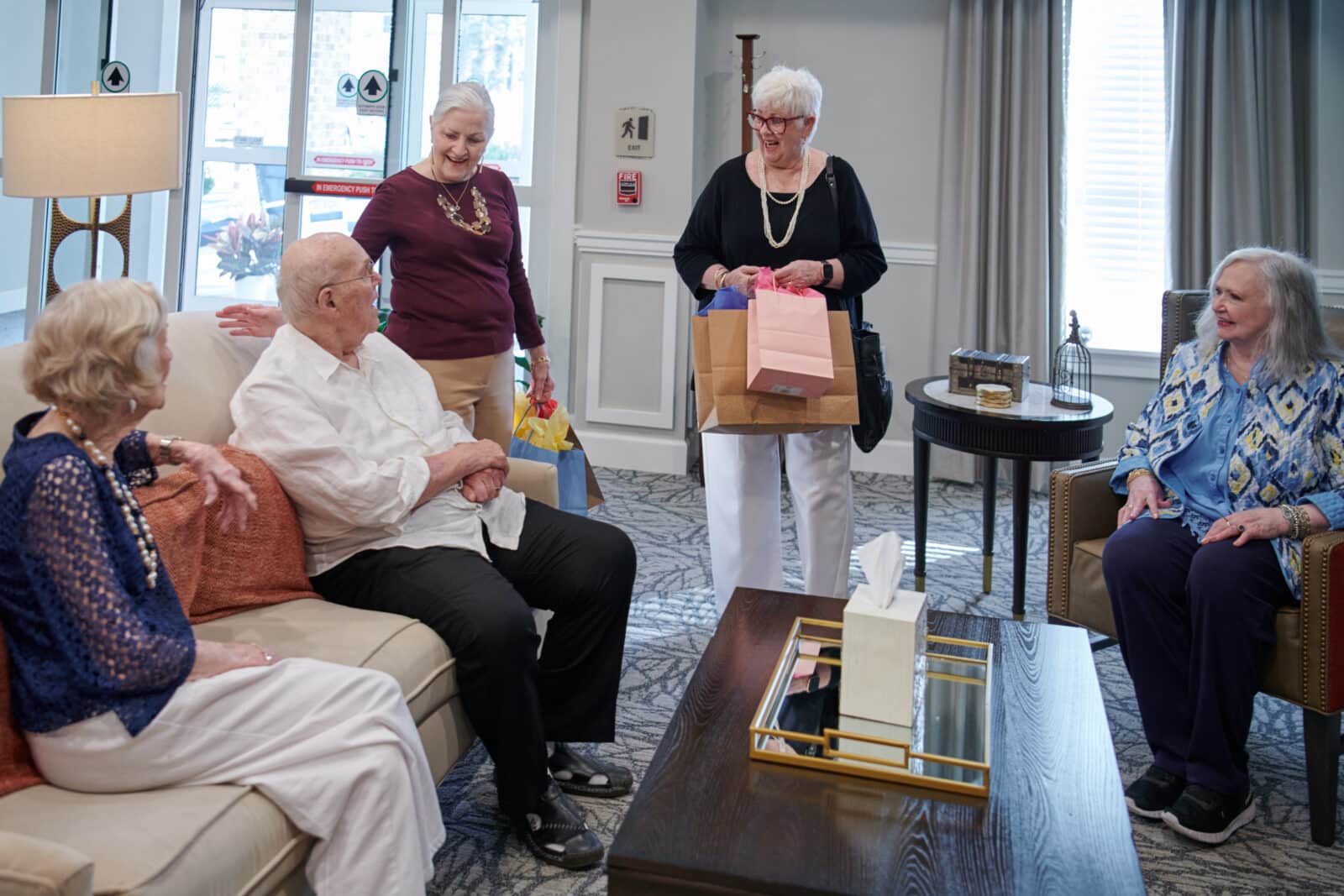 Residents socializing in a common area
