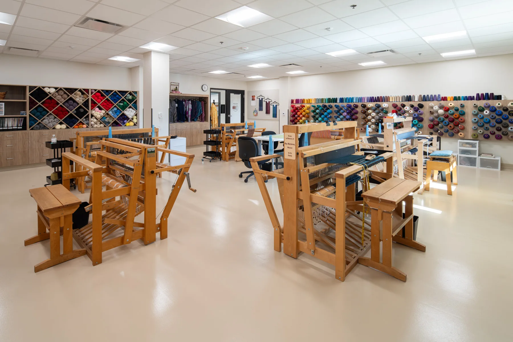 Interior view of a craft room with equipment