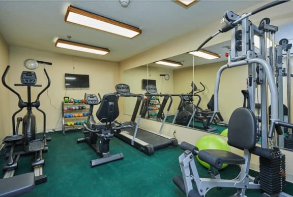 Interior view of a fitness room with equipment