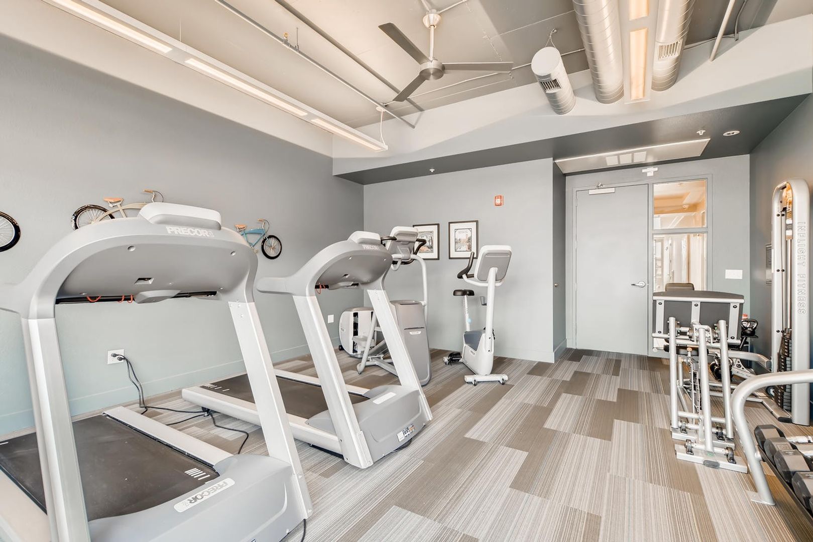 Interior view of a fitness area with equipment