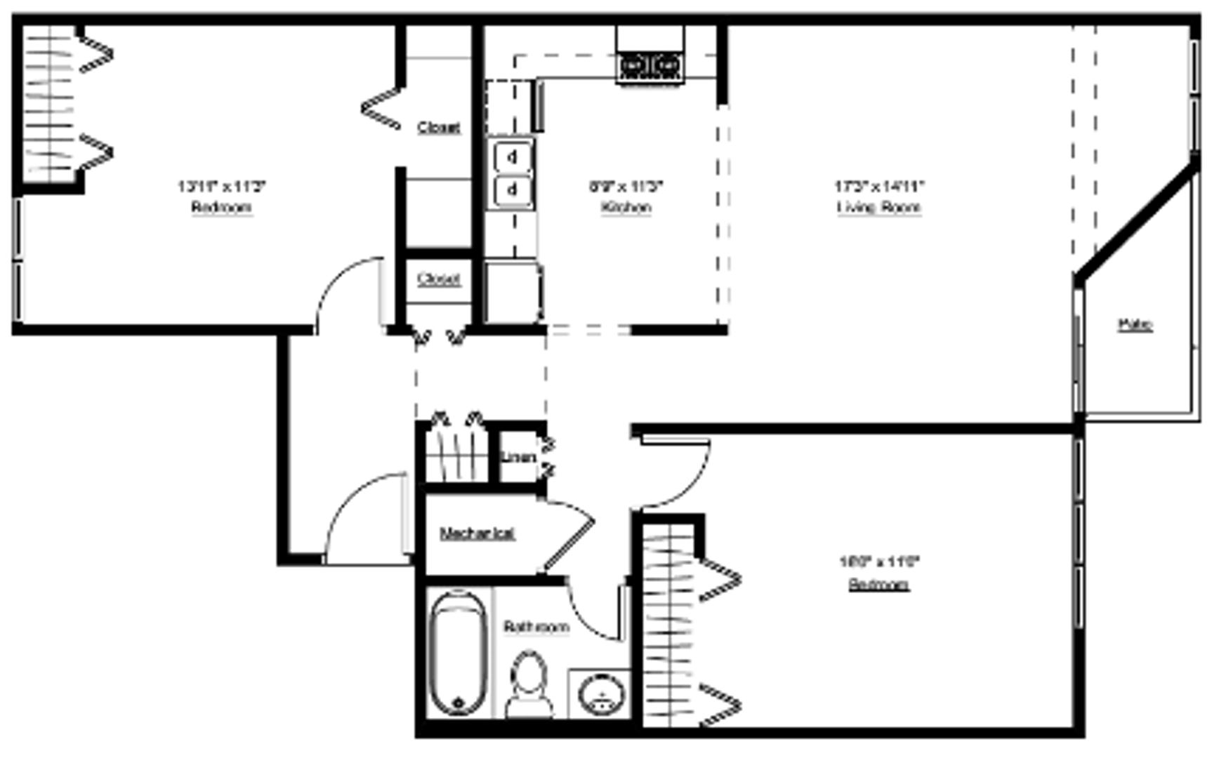 Architectural floor plan of a residential unit