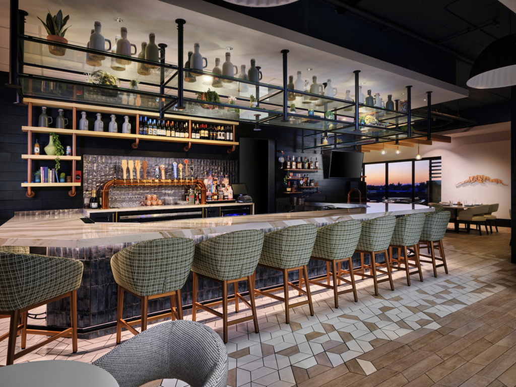Elegant bar area in a senior living facility