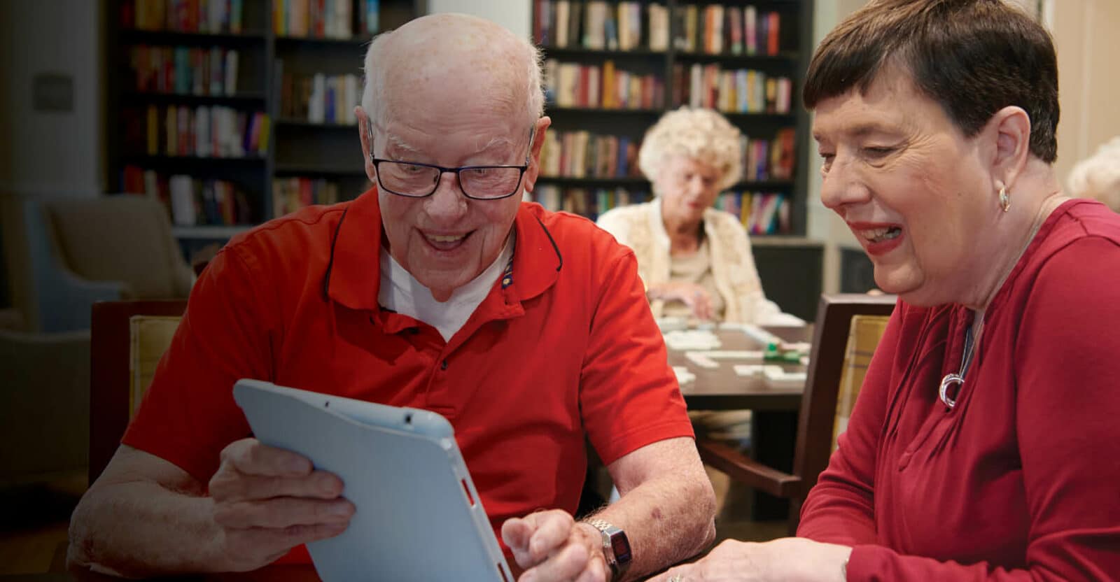 Residents enjoying time together in a common area