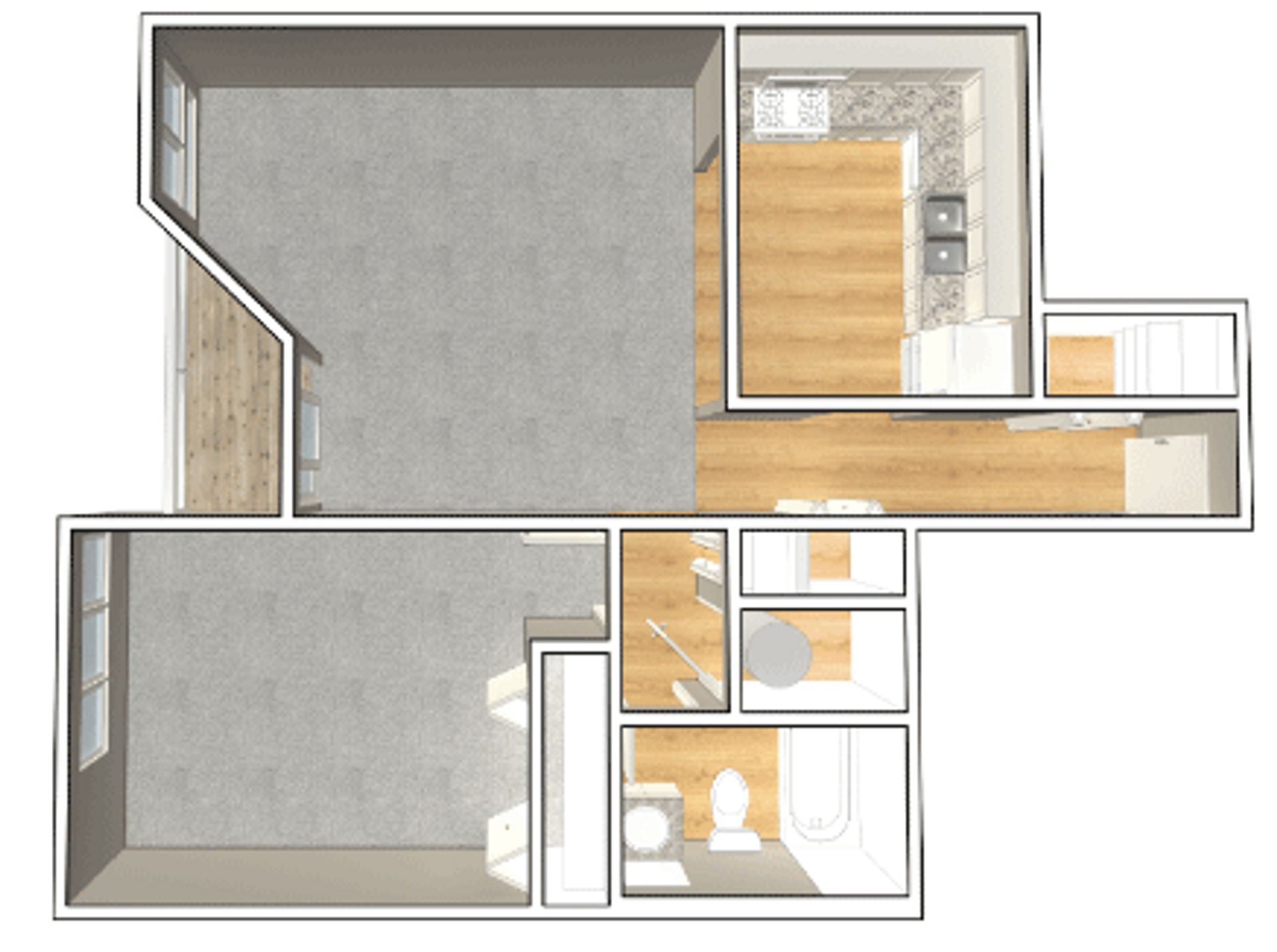 Architectural floor plan layout of resident unit