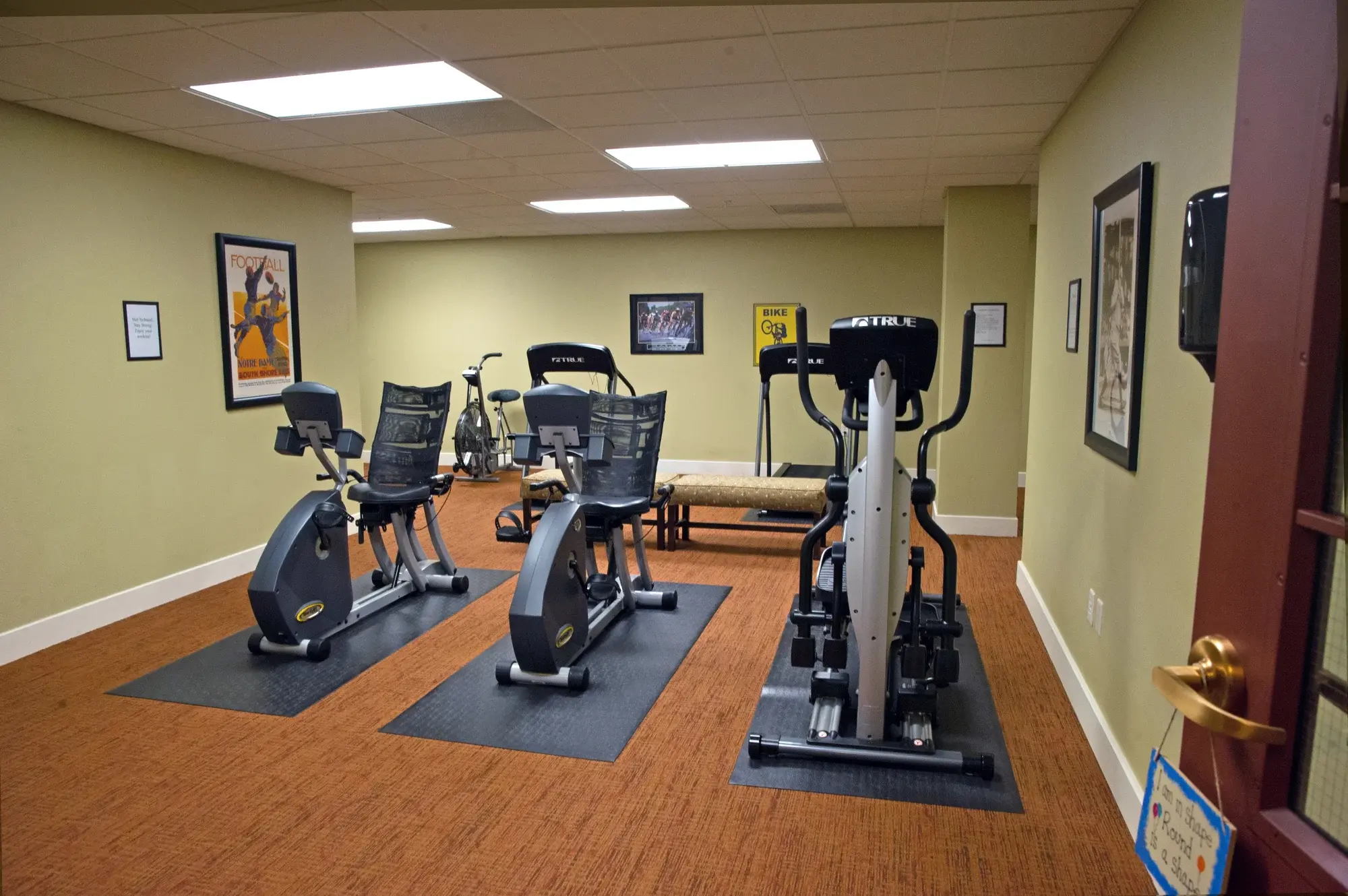 Interior view of a gym with exercise equipment