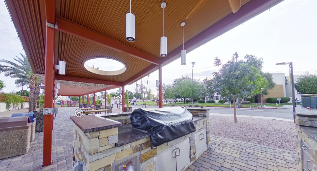 Outdoor grilling area in a community space