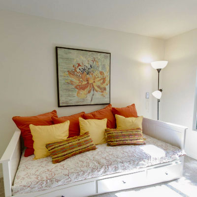 Cozy interior with daybed and colorful pillows