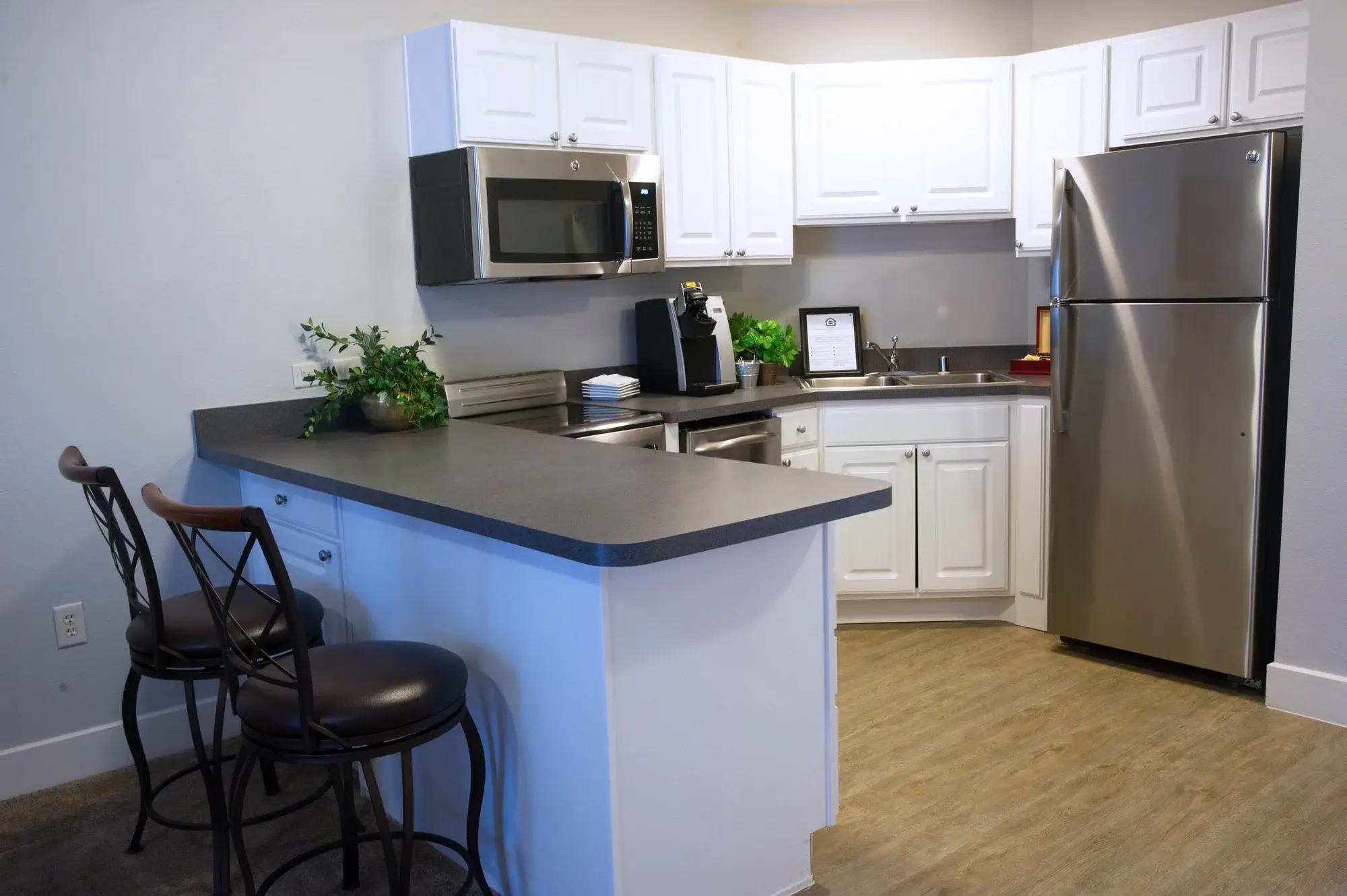 Bright kitchen in a senior living facility