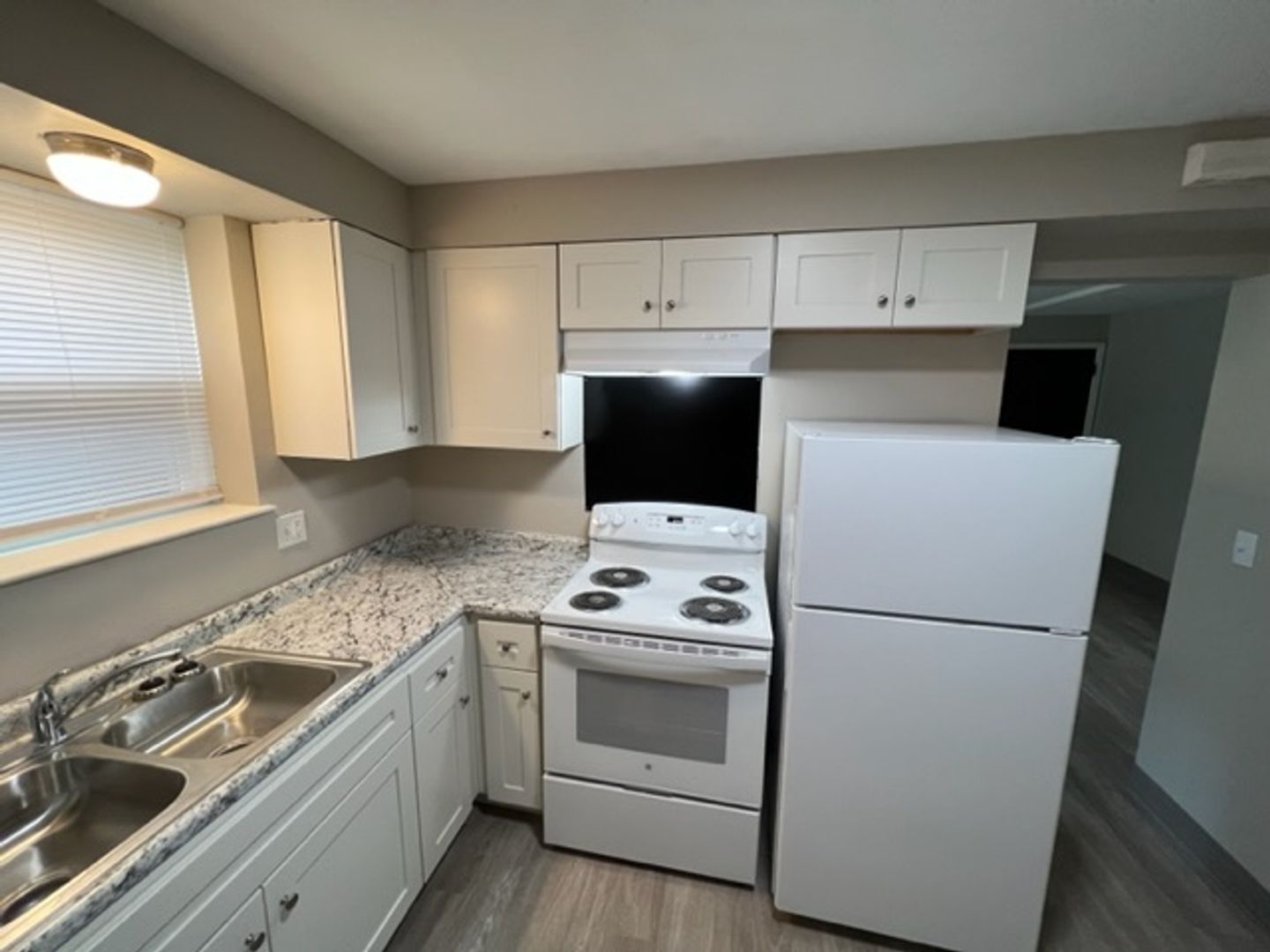 A kitchen area in a resident's apartment