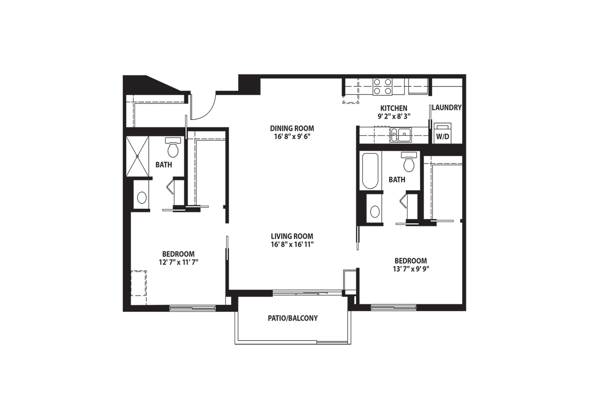 Architectural floor plan of a residential unit