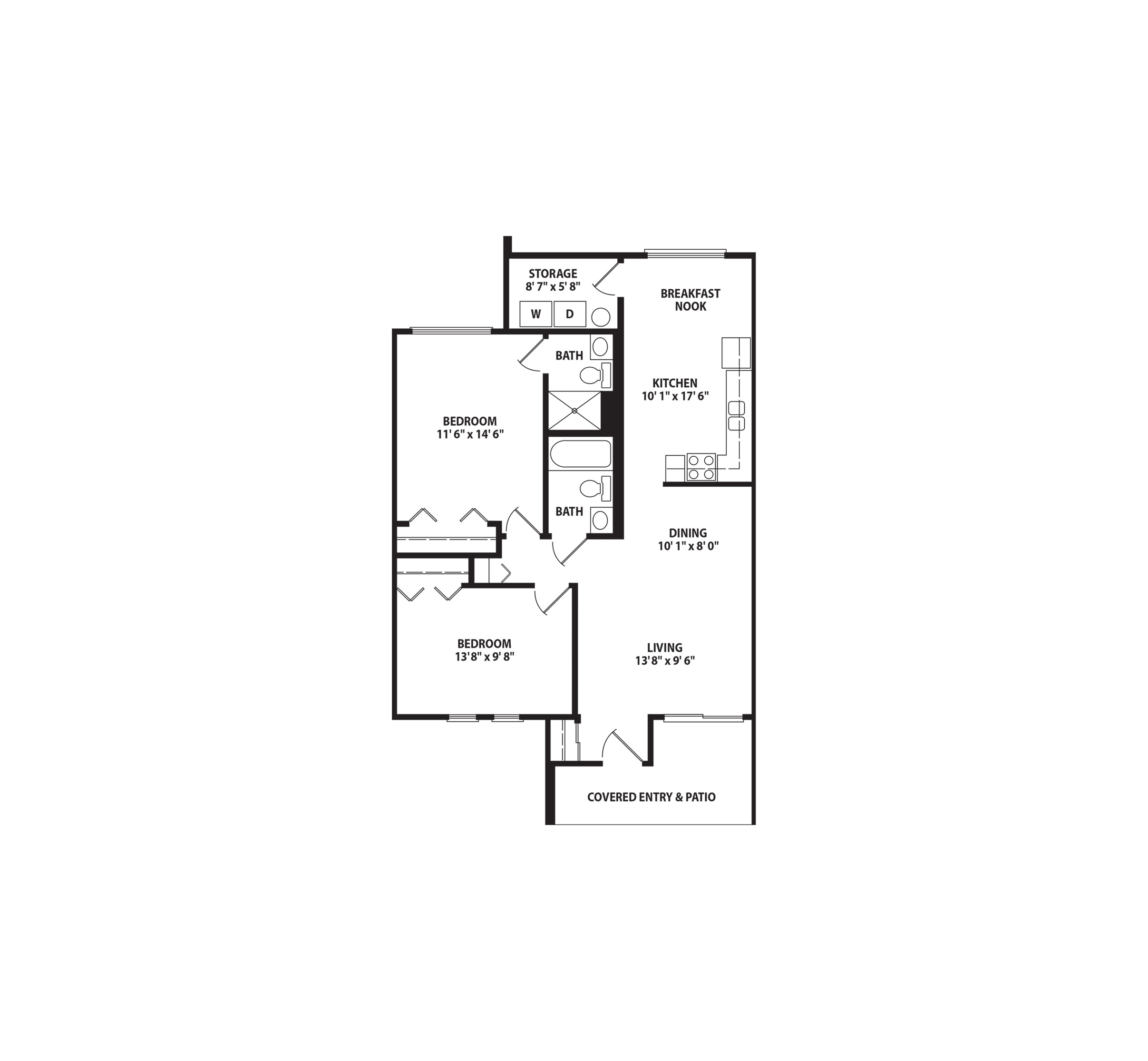 Architectural floor plan of a residential unit