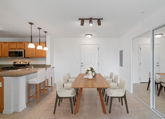 Bright interior dining area with modern furniture.