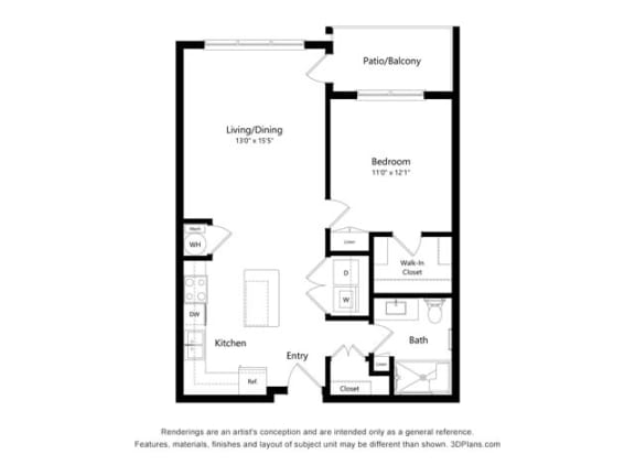 Architectural floor plan of a residential unit