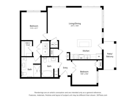 Architectural floor plan of a resident unit