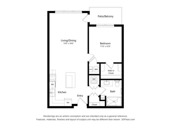 Architectural floor plan of a unit layout