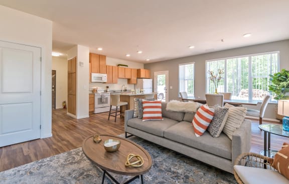 A well-furnished interior of a senior living apartment