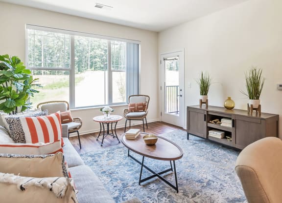Bright and inviting common area in a senior living facility