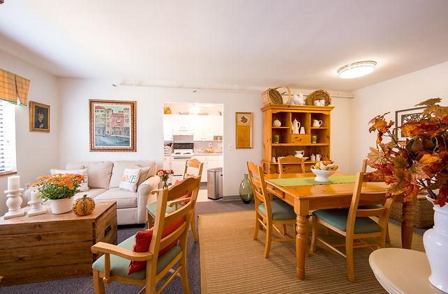 Cozy common area with seating and dining space