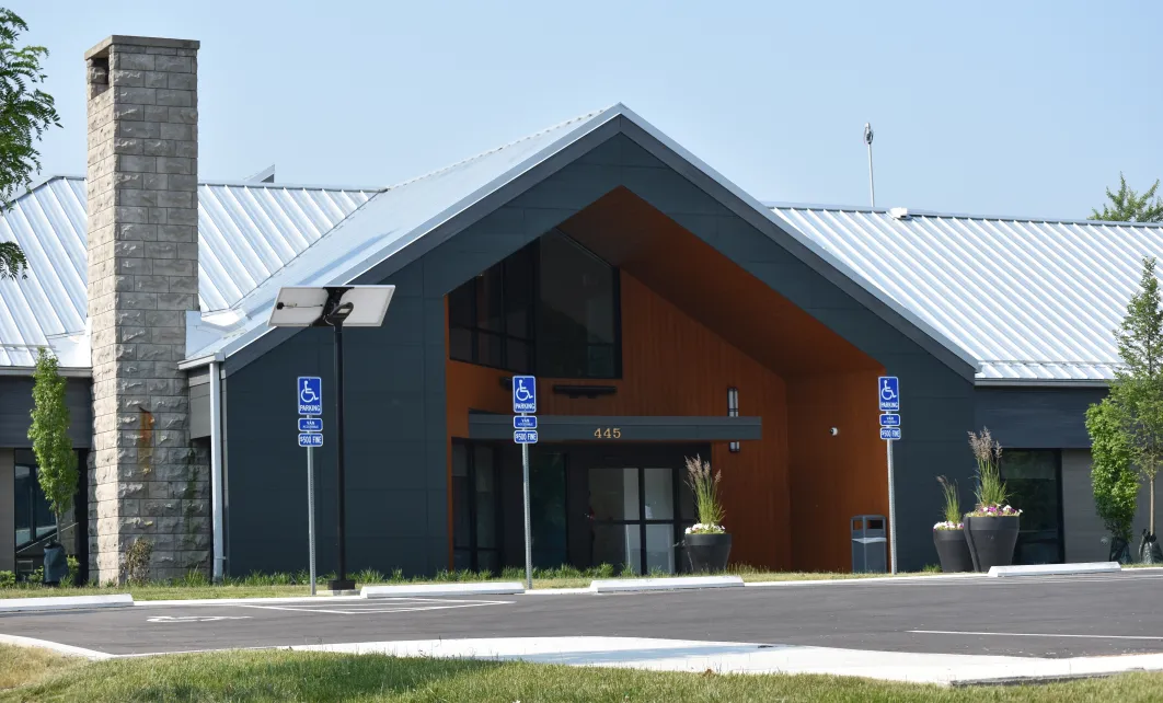 Exterior view of Koinonia Homes facility entrance.