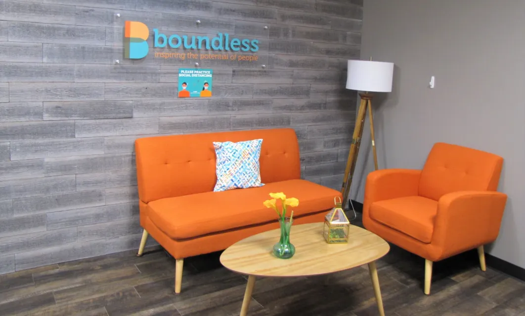 Comfortable seating area with modern decor.