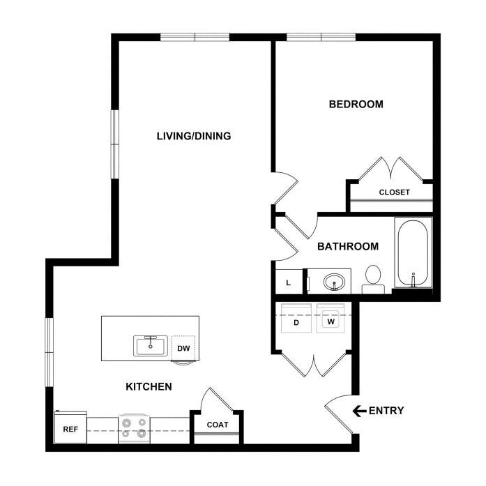 Architectural floor plan of a living space.
