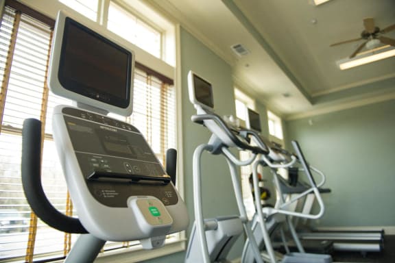 Exercise equipment in a fitness area