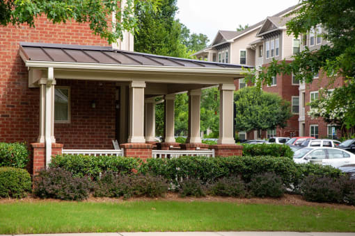 Covered entryway of a residential facility