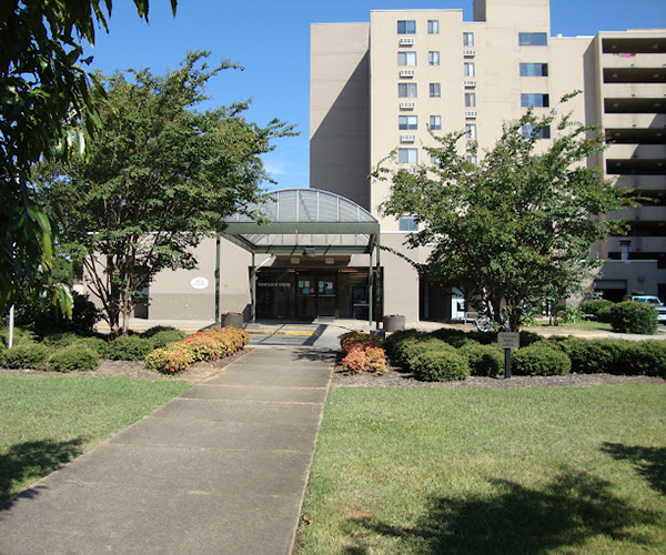 Front entrance of Center Place Senior Apartments