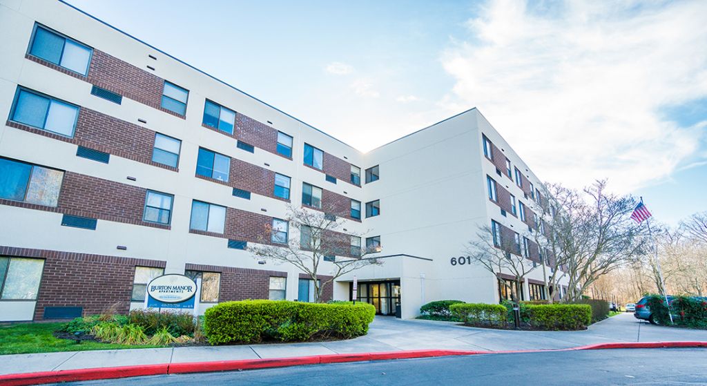 Front view of Center Place Senior Apartments building.