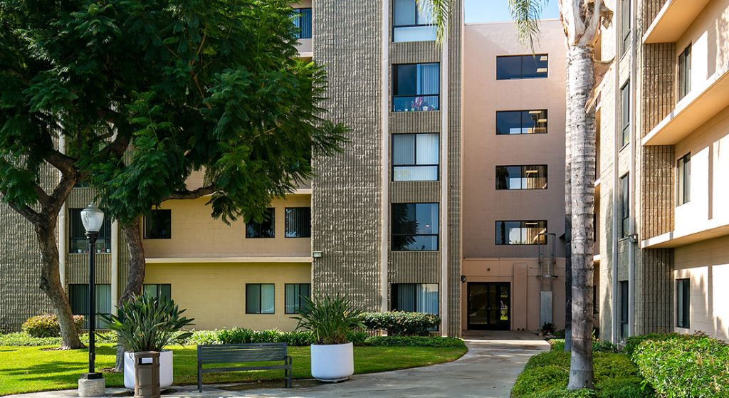 Exterior view of Center Place Senior Apartments.